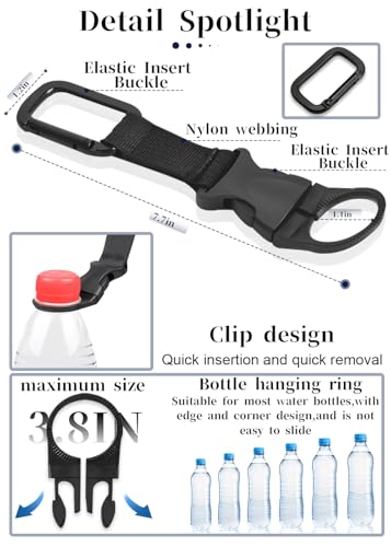Portable Water Bottle Clip Holder - 2PCS Black Buckle Clip