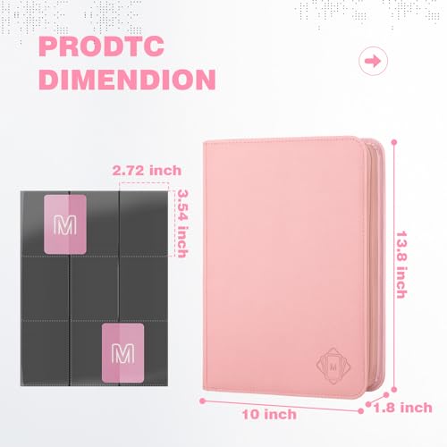 MOSLA 9-Pocket Pink Trading Card Binder Holds 540 Cards (TMG/MTG)