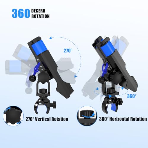 VEXPLO Black Clamp-On Round Rail Fishing Rod Holder for Boats