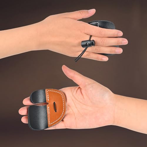 Leather Archery Finger Tab 2 Pack - Brown Right Hand Tabs