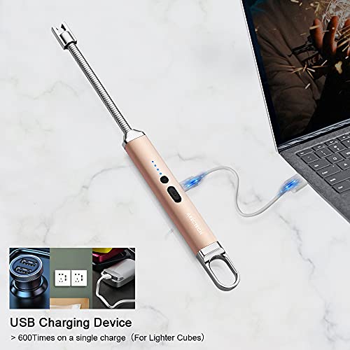 Electric Arc Candle Lighter - Rechargeable USB Flameless Long Neck - Gold