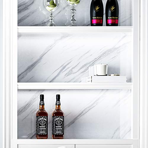 Livelynine Marble Contact Paper Peel and Stick Countertops Waterproof White Marble Wallpaper Counter Top Covers Kitchen Cabinet Wallpaper Self Adhesive Countertop Vinyl Wrap Desk Table 15.8x78.8