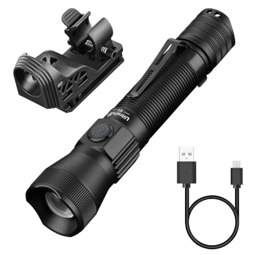 ULTRAFIRE E5 Rechargeable Tactical Flashlight with Holster – 1350 Lumens, Waterproof, Zoom, for Police & Emergency Use