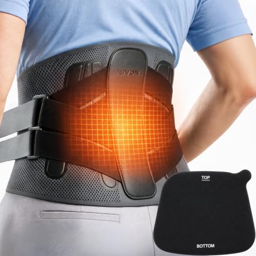 Large AUVON Back Brace with Removable Heating Pad for Lower Back Pain Relief