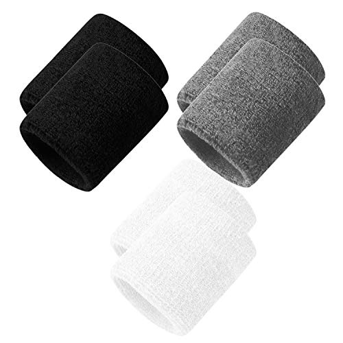 Terry Sports Wristbands - 3 Pack in Black, White, Gray