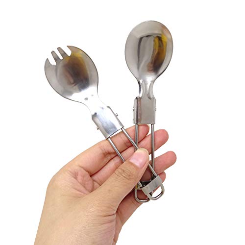 Portable Stainless Steel Folding Spoon & Spork Set for Camping