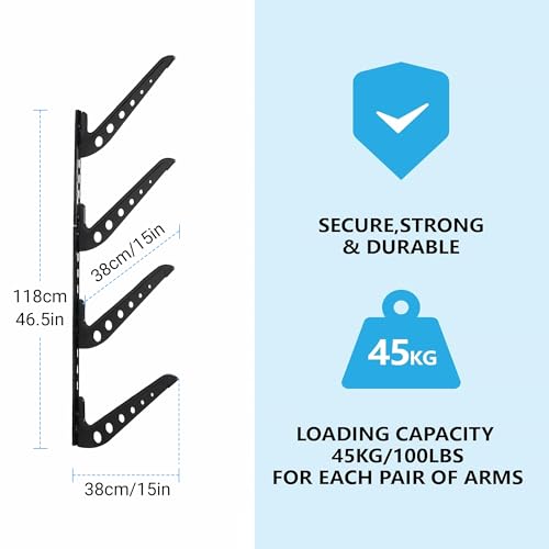 Adjustable Surfboard Rack Wall Mount - 4 Layer Black