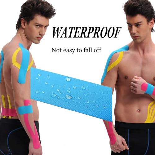 Precut Kinesiology Athletic Tape - Waterproof Sports Support - Black, 20 Strips