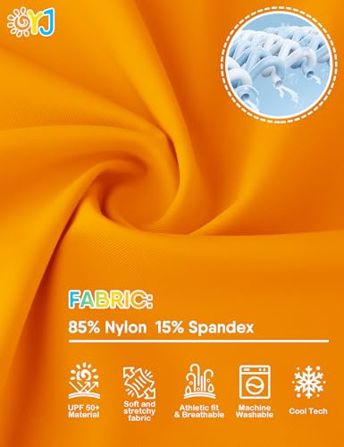 Boys Long Sleeve Rash Guard Swim Shirt - UPF 50 - Orange, 5-6 Years