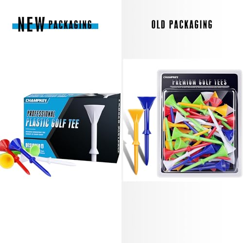Premium Plastic Golf Tees - 50 Pack Mixed Color, Durable & Stable