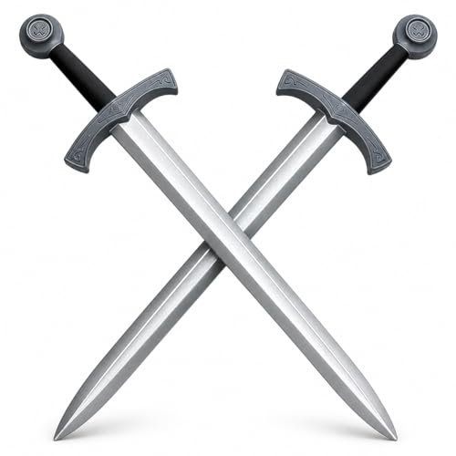 2-Pack Foam Medieval Excalibur Swords with Metallic Finish for Cosplay and Display