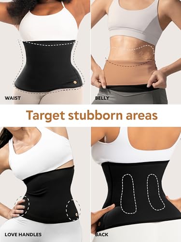 CU Copper Slim Waist Belt for Women - Medium Black Tummy Control & Sweat-Enhancing Workout Belt