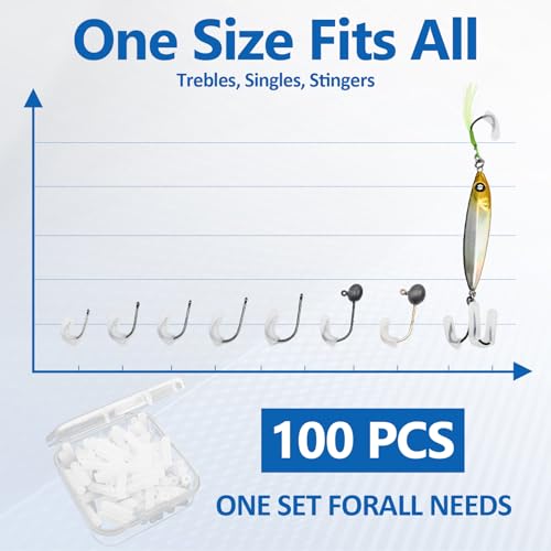 100 Pcs Fishing Hook Covers with Storage Box - Treble Hook Protectors