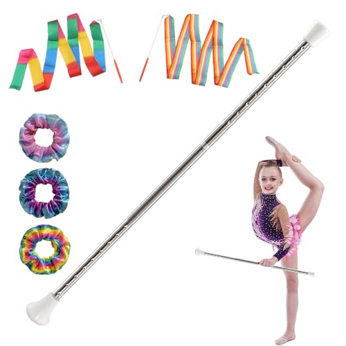 21.5-inch Twirling Baton Set for Kids - Stainless Steel with Ribbons - White