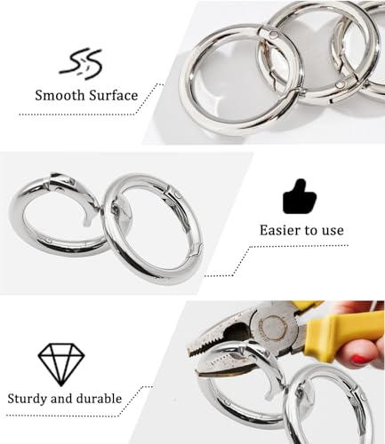12Pcs Metal Spring O Rings Carabiner Clips - 1 Inch & 0.75 Inch