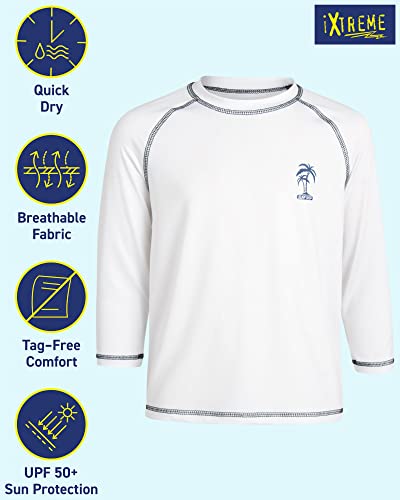 Boys UPF 50+ Long Sleeve Rash Guard Swim Shirt - White