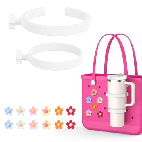Bogg Bag Accessories Set - 2 Cup Holders & 2 Charms - 40oz Flowers