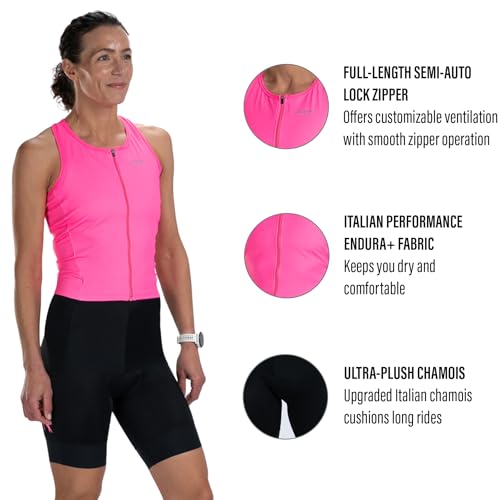 Women's Quick-Dry Sleeveless Triathlon Racesuit with Chamois