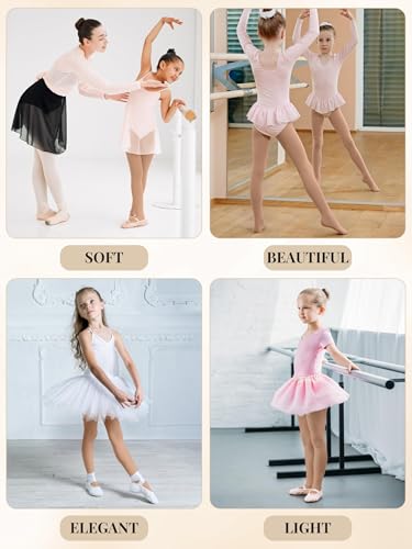 Ultra Soft Ballet Tights for Girls - 4 Pairs, Toddler Size 8-10 Years, Dark Nude