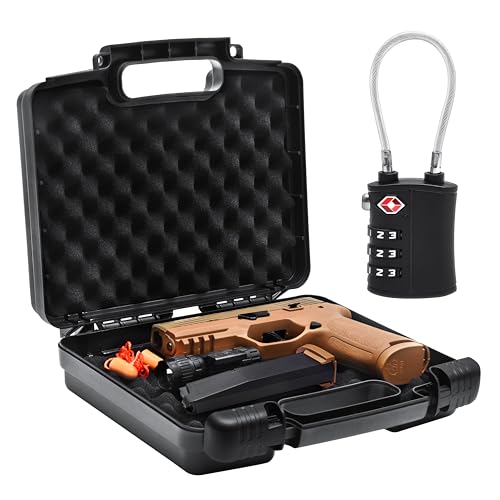 Lockable 9mm Gun Case with TSA Lock - Black Hard Shell Storage