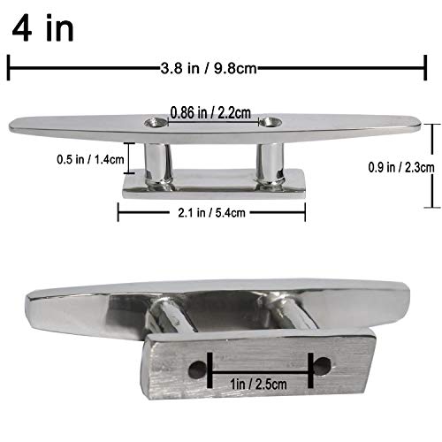 ZOMCHAIN 4 Inch Stainless Steel Boat Cleat 2PCS Dock Mooring Accessories with Screws