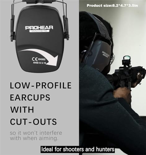 Shooting Ear Protection Earmuffs - Slim Passive Design with Black Foam Ear Pads