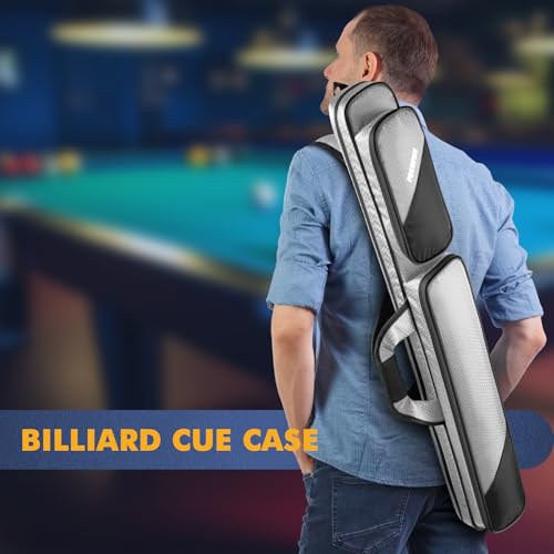 Sturdy Pool Cue Case 2x2 with 2 Pockets - Blizzard Grey/Black
