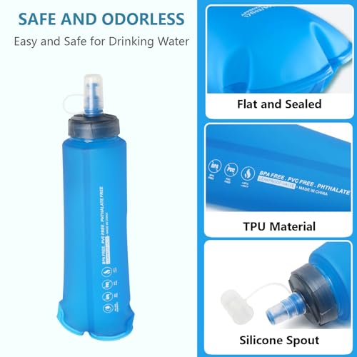 JEELAD 01 White 500ml Collapsible Water Bottles - 2 Pcs BPA-Free TPU Hydration Flask for Outdoor Activities