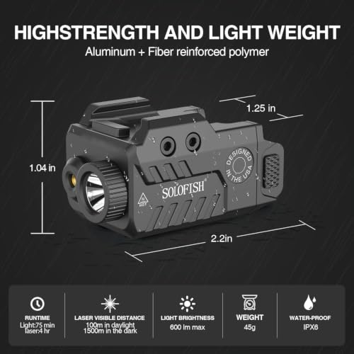 Solofish Green Laser Light Combo with Pistol Strobe & Momentary Railed Gun