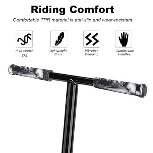 Handlebar Grips - Mixed Color 145mm Soft Grips for Scooter & BMX - Black/White