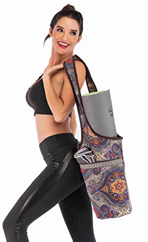 Canvas Yoga Mat Bag with Large Storage Pockets - Ancient Totem