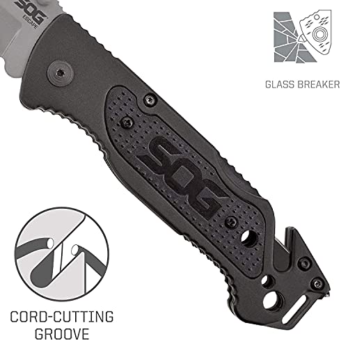 SOG Escape Bead Blasted Tactical Folding Pocket Knife 3.4" Serrated Blade