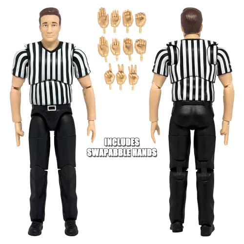 Ultimate Wrestling Referee Action Figure with 20+ Articulations & 11 Hands