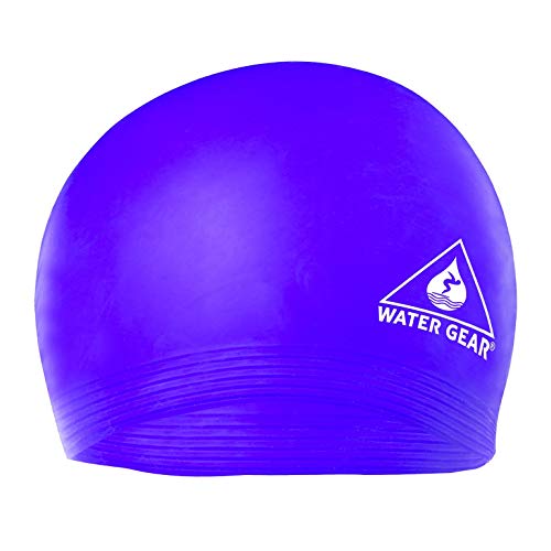 Latex Swim Cap for Long Hair - Durable Unisex Athletic Cap - Purple