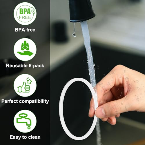 6pcs Replacement Silicone Gaskets for Zak Designs Kelso Water Bottles - White