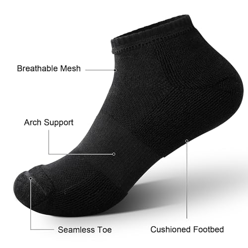 Men's Bamboo Viscose Athletic Ankle Socks - Black, Large