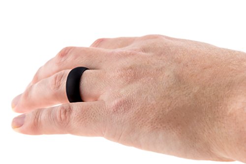 Men's Silicone Wedding Band - Jet Black, Comfort Fit