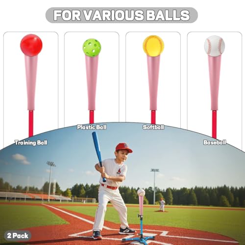 Pink Baseball & Softball Batting Tee Topper Replacement - Universal Rubber Ball Rest for Training, 2 Pack