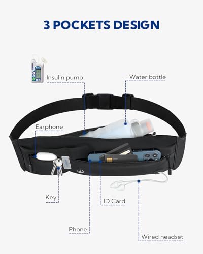 Running Belt Fanny Pack - Lightweight Phone Holder for Active Use - Black