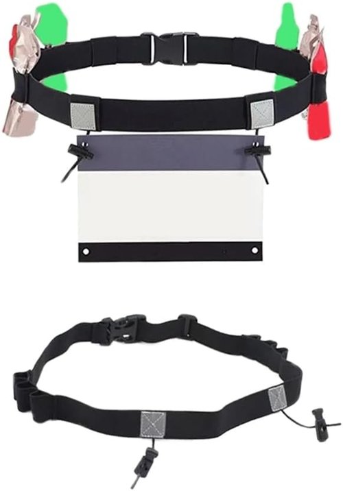 Leadigol Race Number Belt - Reflective Running Bib Holder with 6 Gel Loops | 2-Pack for Triathlons & Marathons