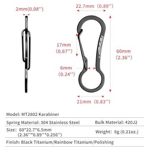 Stainless Steel Carabiner Clip 2-Pack - Durable Keychain Hooks
