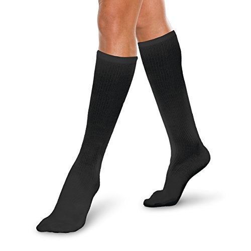 CORE-SPUN Men & Women Black Medium Graduated Compression Knee Socks 15-20mmHg