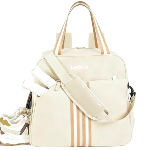 Beige Pickleball Bag with Shoe Compartment & Versatile Carrying Options - 30L