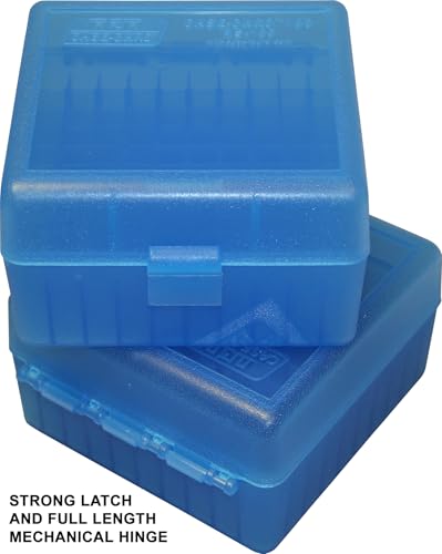 100 Round Rifle Ammo Box for 17, 204, 223, 5.56x45 - Clear Blue