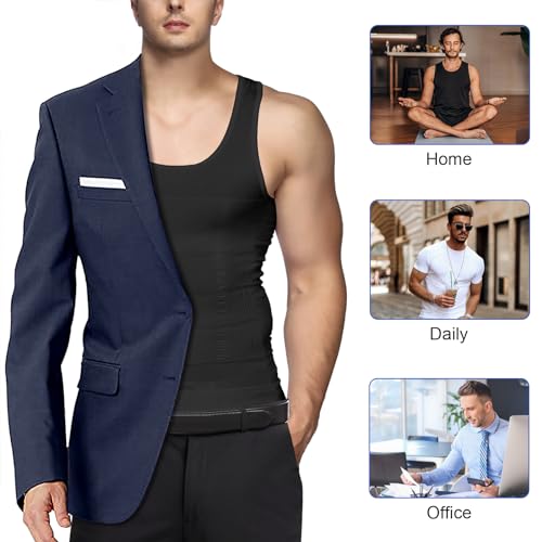 Odoland Men's Compression Shirt Body Shaper Slimming Tummy Tank Top
