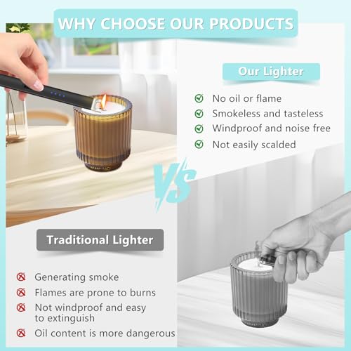 Electric Candle Lighter, Windproof Rechargeable Plasma Arc Lighter - Black