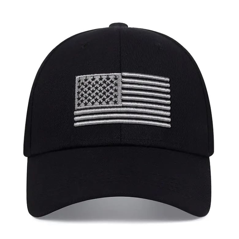 USA Flag Baseball Cap - Unisex Patriotic Hat - Black