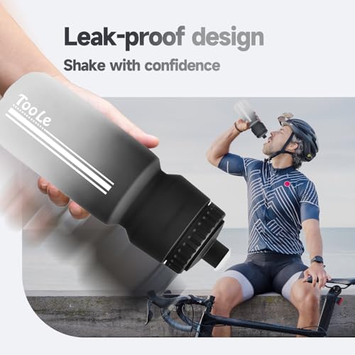 Bike Water Bottle - 24oz Leakproof Squeeze Design - Black