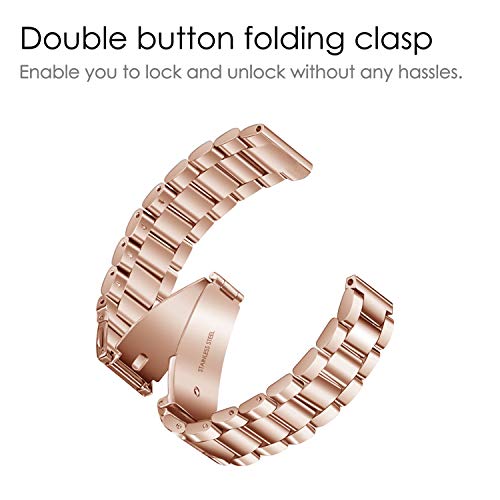 FINTIE Rose Gold Metal Watch Band Compatible with Fitbit Versa 2, Versa 1 & Lite Edition