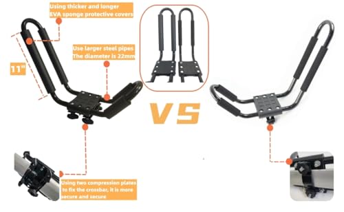 Kayak Roof Rack Carrier for SUV - J Bar Design with Straps